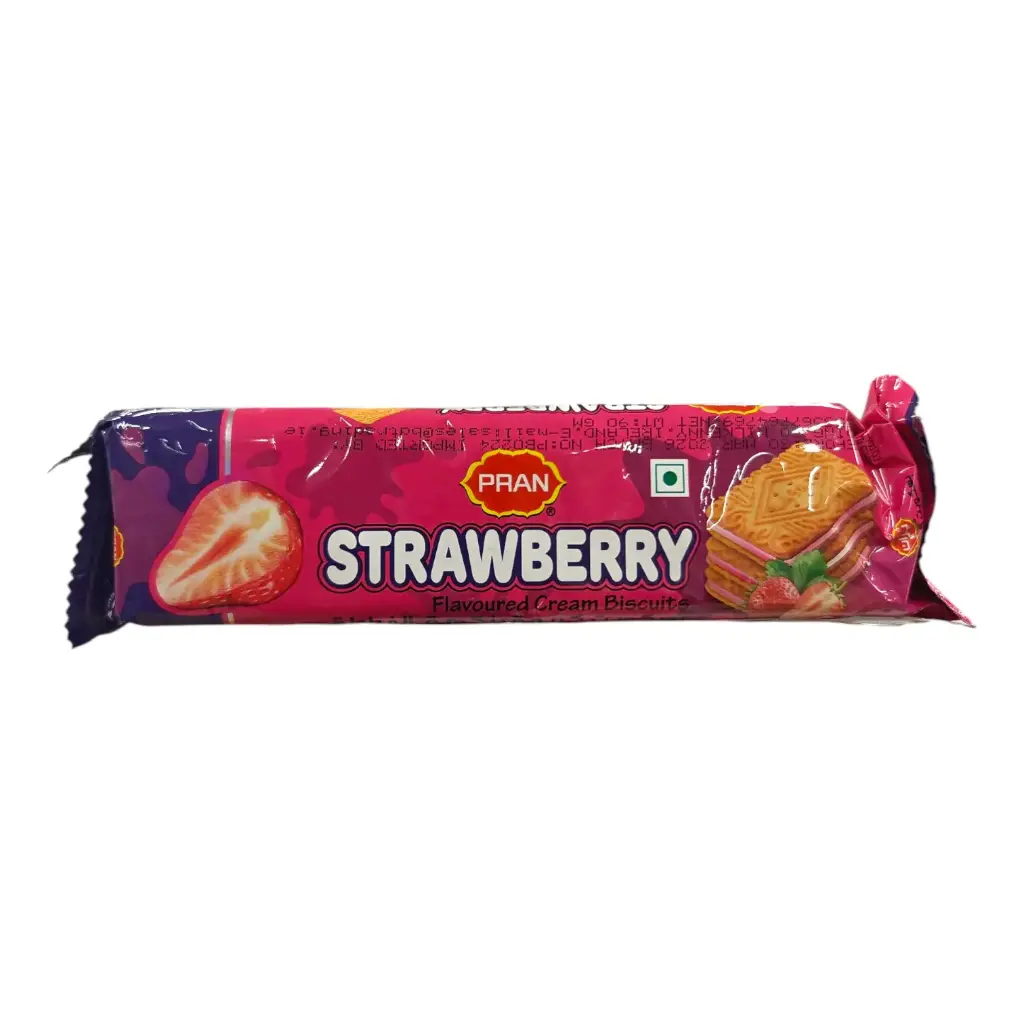 Pran Strawberry Flavoured Cream Biscuits 90g